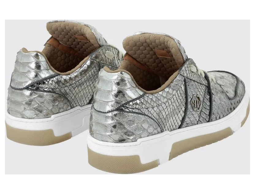 Philipp plein Laminated Python Leather Sneakers Silver (PAESUSC0717PLE029P70) (2)