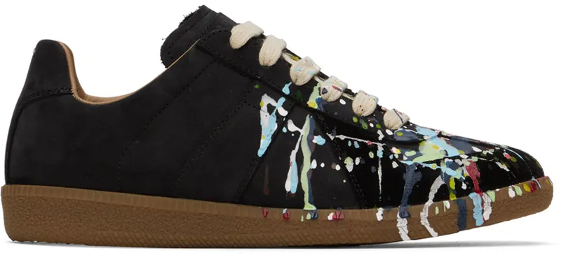 Maison Margiela Black Replica Paint Sneakers (S58WS0101 P1892)