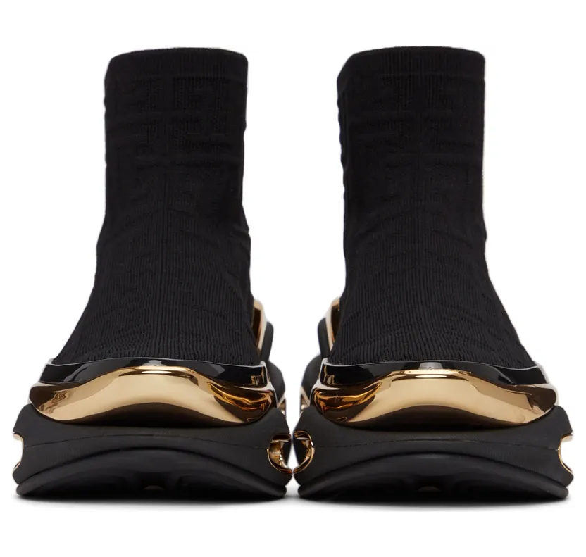 Balmain Black Knit Monogram B-Bold Sneakers (XN1VJ684TKMM) (2)