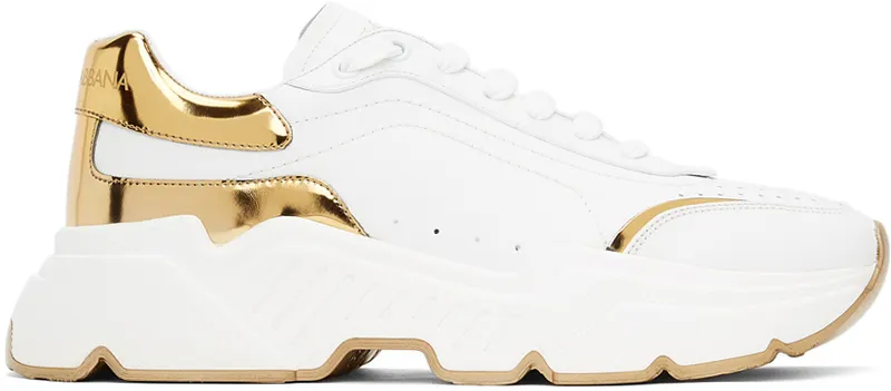 Dolce & Gabbana White & Gold Daymaster Low Sneakers (CS1791 AX588)