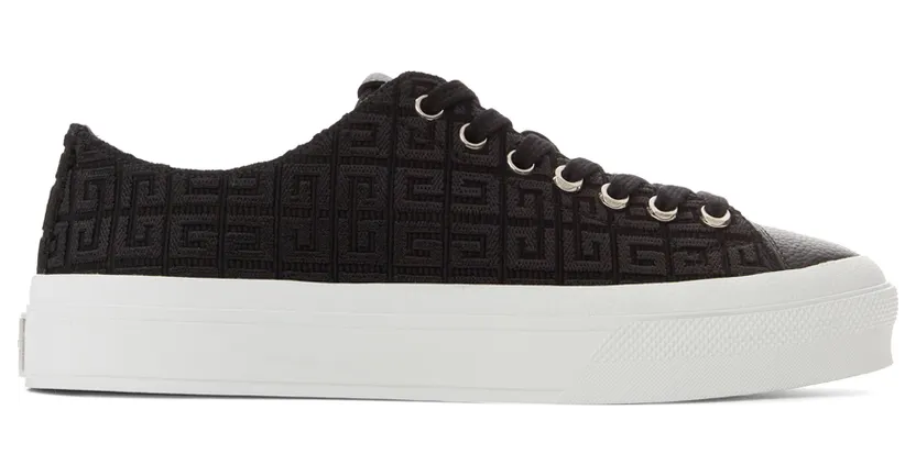 Givenchy Black 4G Jacquard City Low Sneakers (BE001NE19R001)