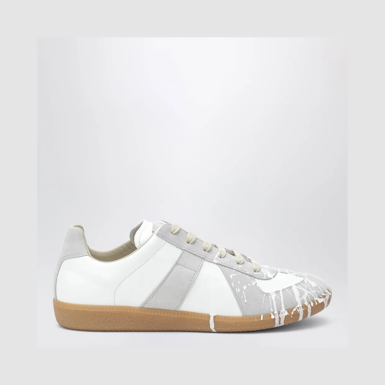 Maison Margiela Replica paint-splattered calfskin and suede sneakers, black S57WS0517P7799/T_MARGI-H6851_600-41.5 (3)