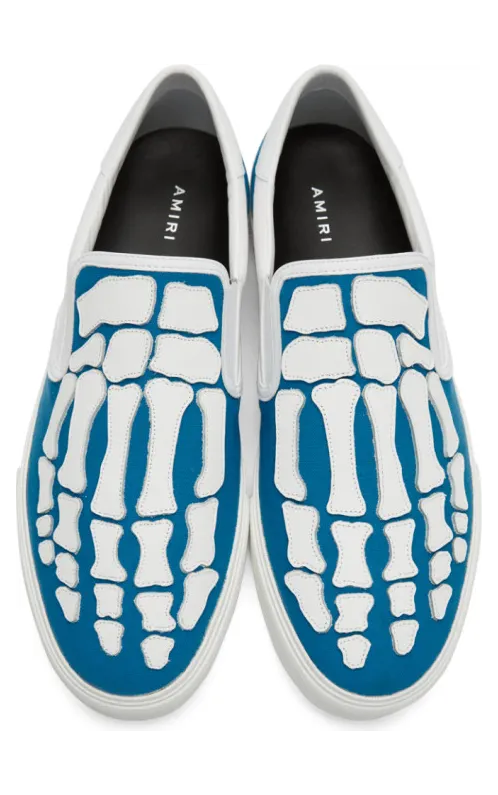 AMIRI Blue and White Bones Slip-On Sneakers (S0F23271CL) (4)