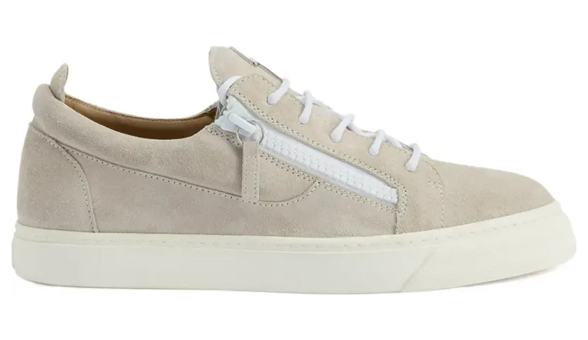 Giuseppe Zanotti Suède low-top met ritsdetail “Grey” (RU50034H02)