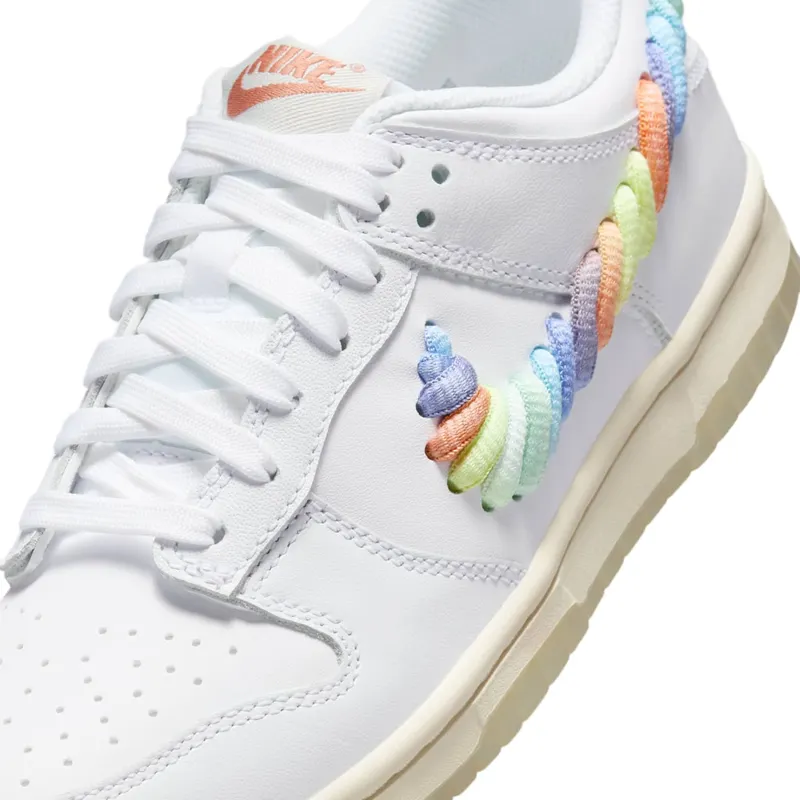 Nike Dunk Low SE GS “Rainbow Lace Swoosh White” (FN4861-100)