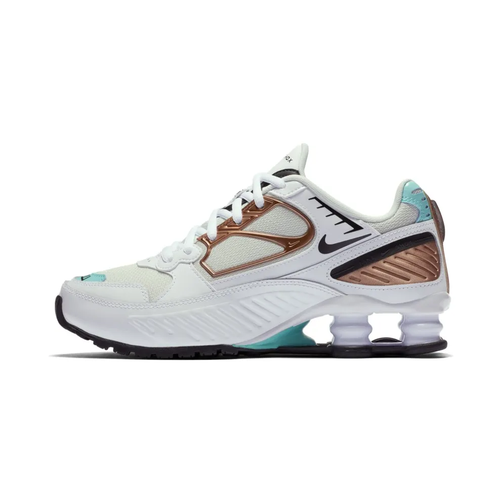 Nike Shox Enigma White Aura Green Rose Gold (W) White/Black-Spruce Aura-Aurora Green (BQ9001-100)