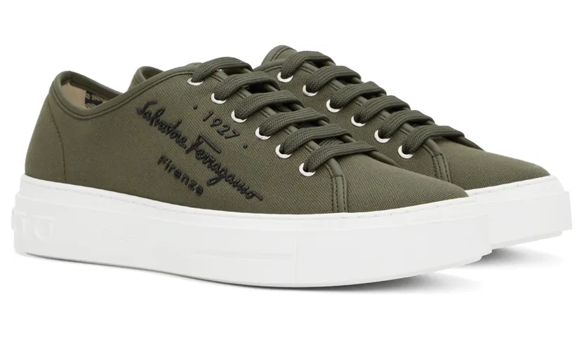 Salvatore Ferragamo Green Recycled Cotton Sneakers (753484 020709023) (4)