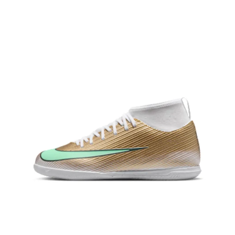 Nike Jr Mercurial Superfly 11 Club ‘Kylian Mbappé’ ‘ Multi-Ground High-Top “Metallic Gold/Green Glow” (IV5830-701)
