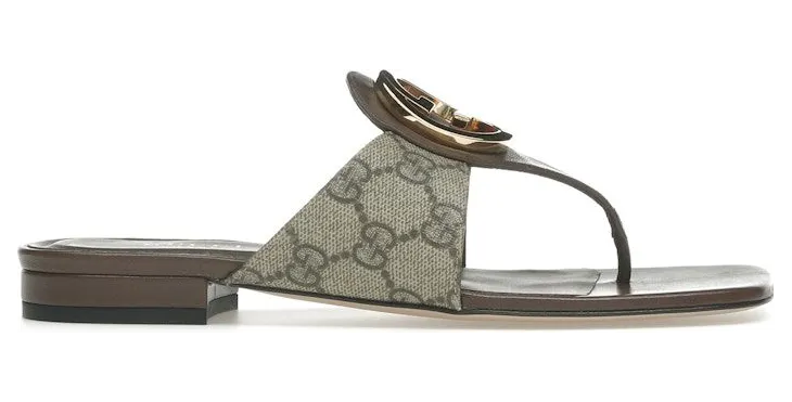 Gucci Blondie Thong Canvas Sandals Ebony (752659 9I650 9769)