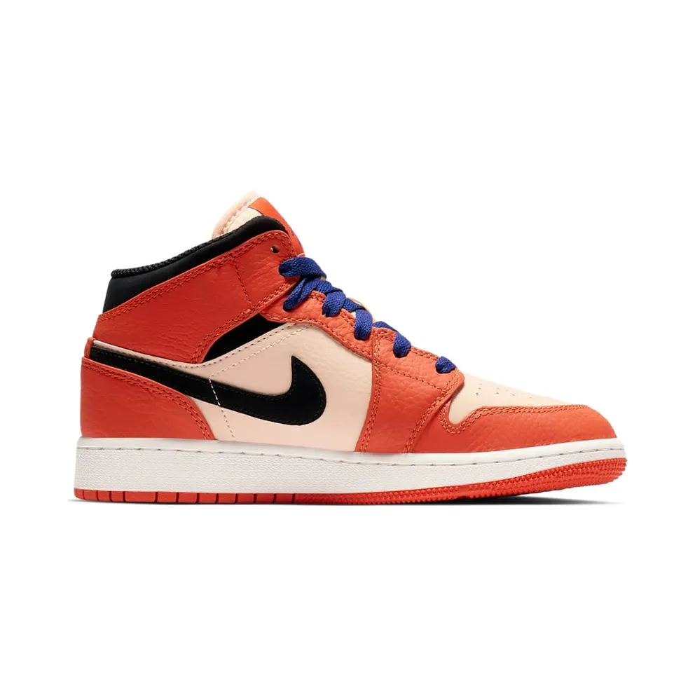 Jordan 1 Mid Team Orange Black (GS) Team Orange/Black-Crimson Tint (BQ6931-800)
