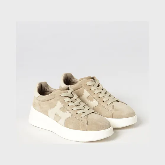 Hogan Rebel Leather and Suede Sneakers with Chunky Sole Brown (HXW5620DN61FM60RZL)