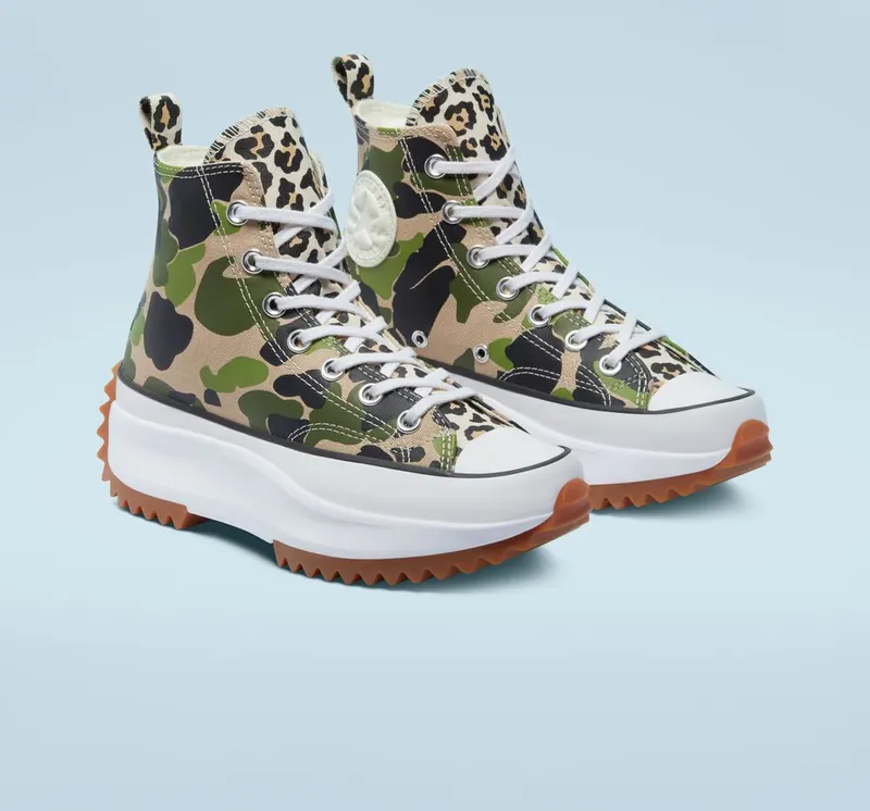 Converse Archive Print Run Star Hike High Top Candied Ginger/piquant Green “Camo” (170913C)