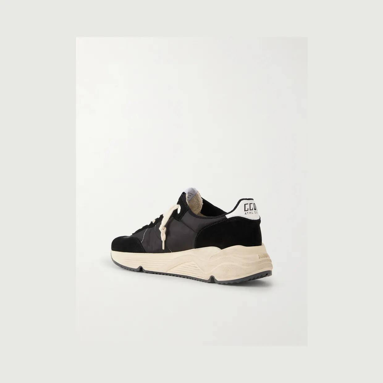 Golden Goose Running Sole Leather-Trimmed Suede and Shell Sneakers Black (GMF00272.F004756) (4)