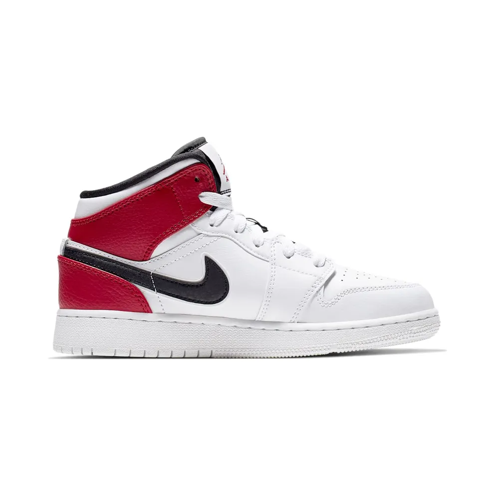 Jordan 1 Mid White Black Gym Red (GS) White/Black-Gym Red (554725-116)