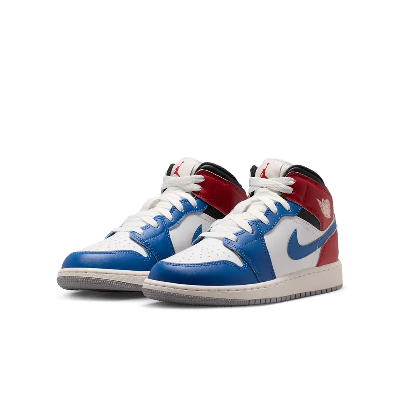 Air Jordan 1 Mid GS “True Blue / Varsity Red / Black / Summit White” (DQ8423-406)
