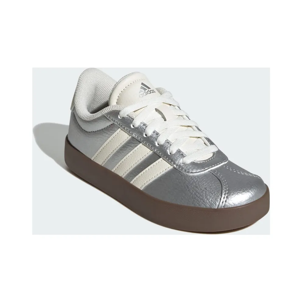 Adidas VL Court 3.0 Shoes Kids Silver Metallic / Off White / Gum (JQ7341)