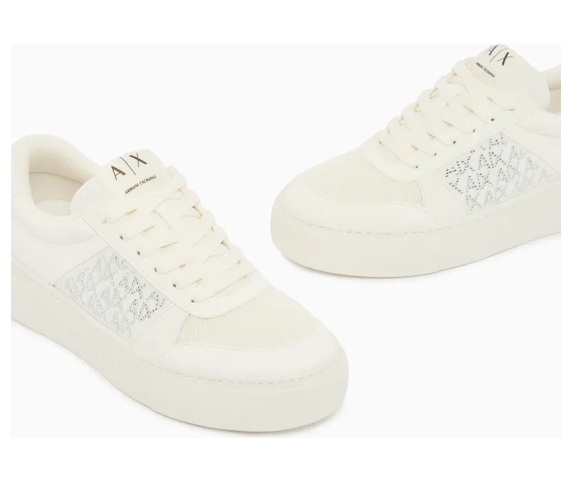 Armani Lace-Up Low-Top Sneakers In Textured Mesh With A Thick Sole (XW002788-AF23057-U0011) (5)