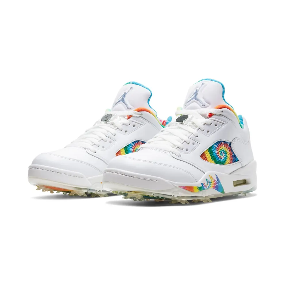 Jordan 5 Retro Low Golf Tie Dye Summit White/Deep Royal-Indigo Fog-Lemon Venom (CW4205-100)