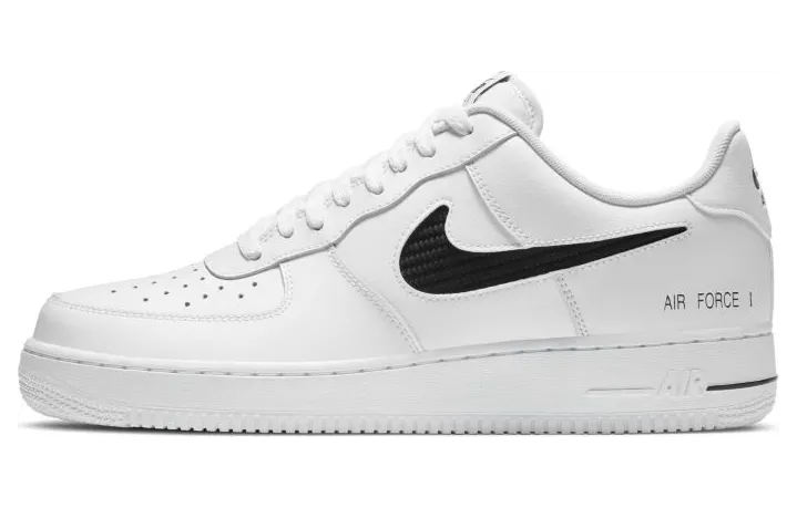 Nike Air Force 1 Low Cut Out Swoosh White Black