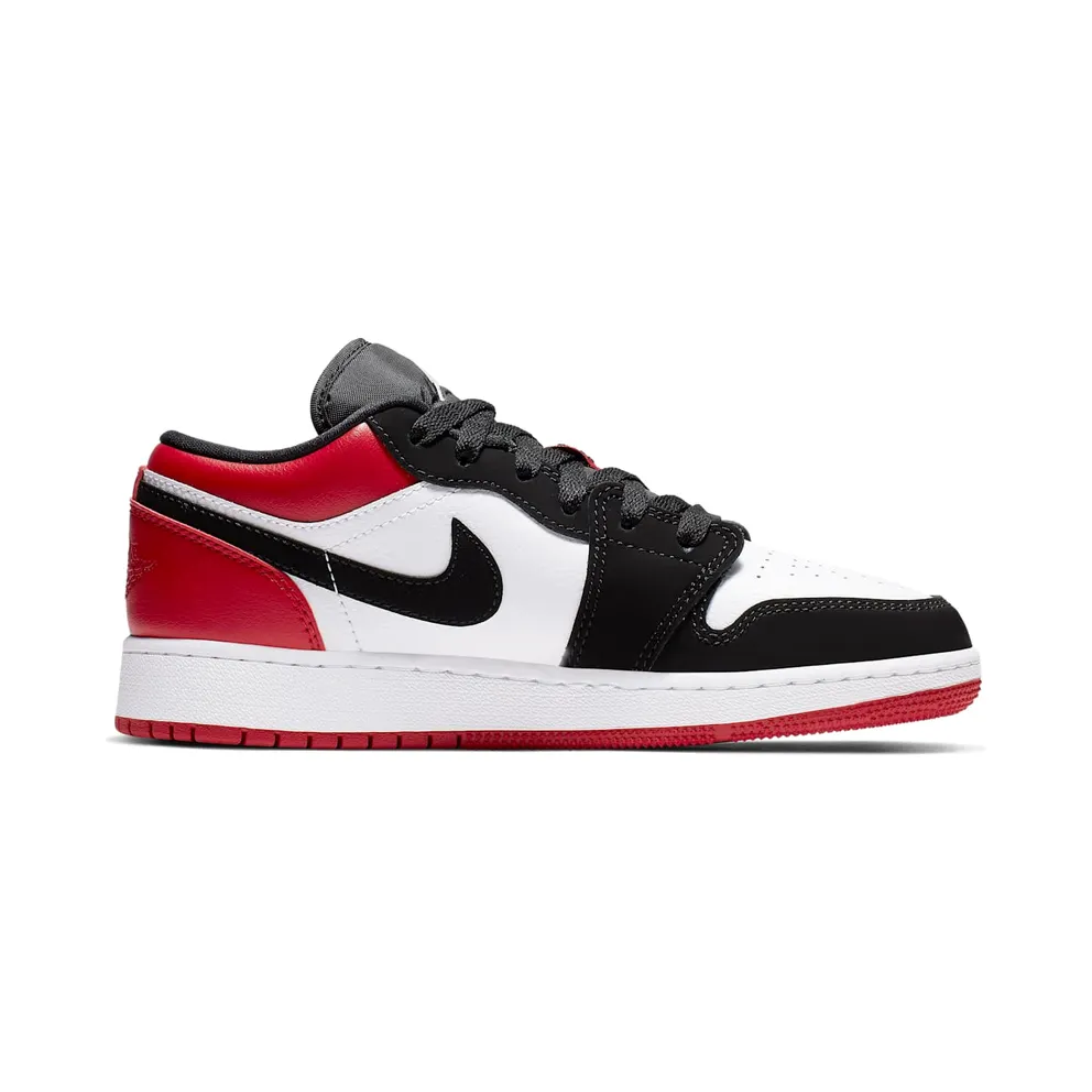 Jordan 1 Low Black Toe (GS) White/Black-Gym Red (553560-116)