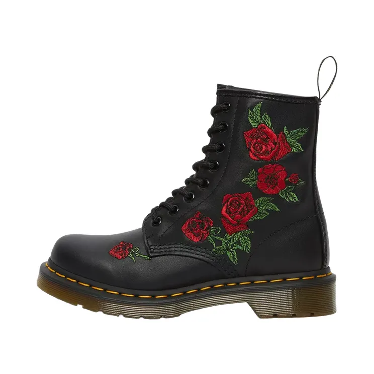 Dr Martens 1460 Vonda Floral Leather Lace Up Boots “Black — Softy T” (24722001)