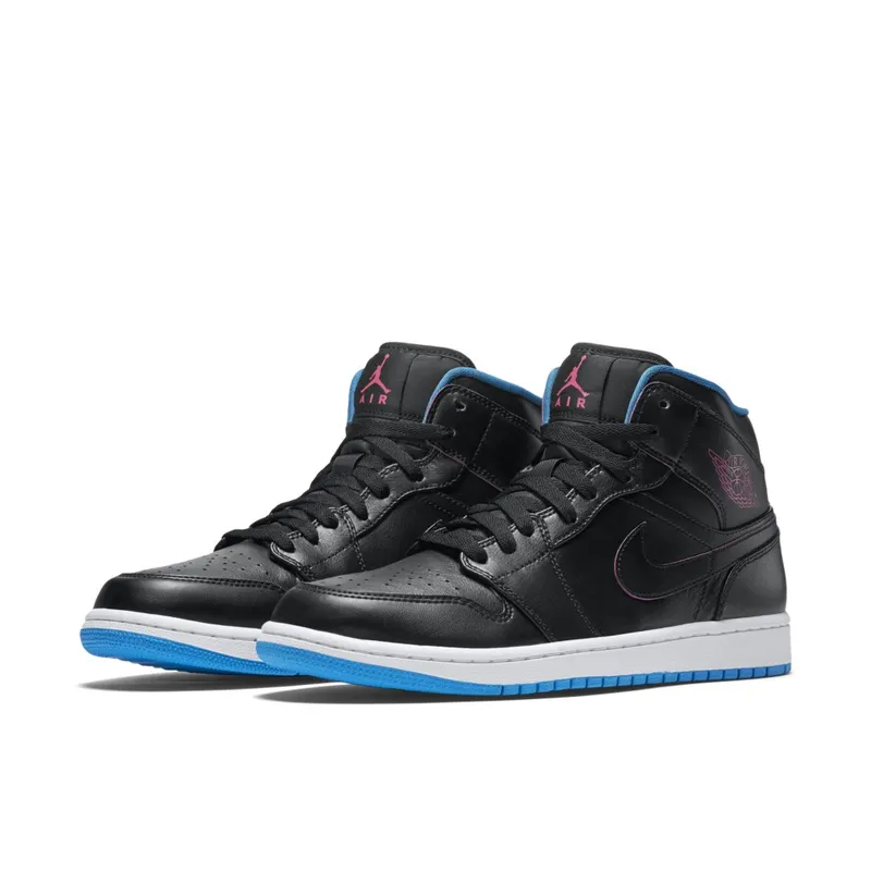 Jordan 1 Retro Mid Radio Raheem Black/Fire Pink-Photo Blue (554724-029)