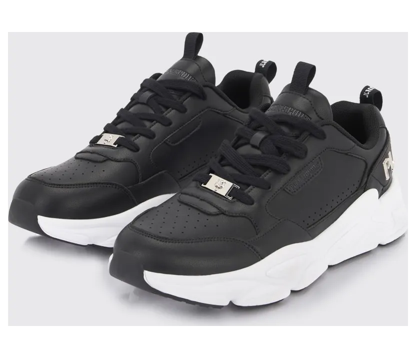 Plein Sport Ghost X Leather Sneakers Black (FAESUSC0855SLE004N02)