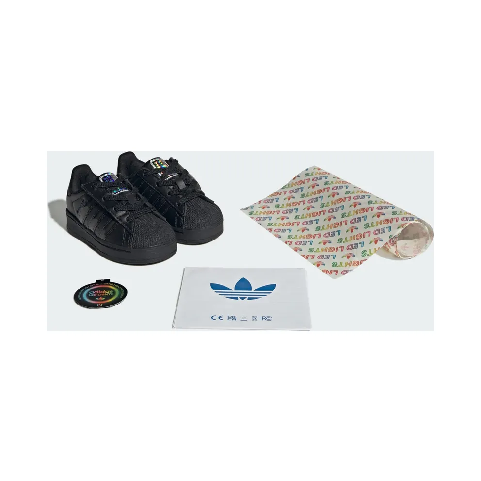 Adidas Superstar Led Lights Comfort Closure Elastic Lace Kids Core Black / Core Black / Preloved Violet (JS1295)