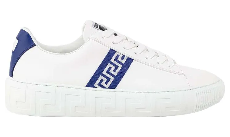 Versace Greca Lace-up Sneakers White Blue (DSU8404 1A00775 2W340)
