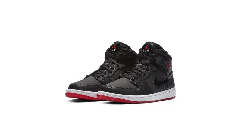 Jordan 1 Mid Black University Red Black/University Red-White (BQ6578-001)