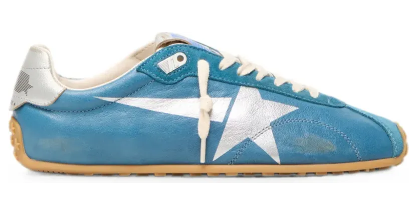 Golden Goose Marathon Speed aus blauem Nappa mit bedrucktem Stern und silbernem Lederabsatz (GWF00892F007833)
