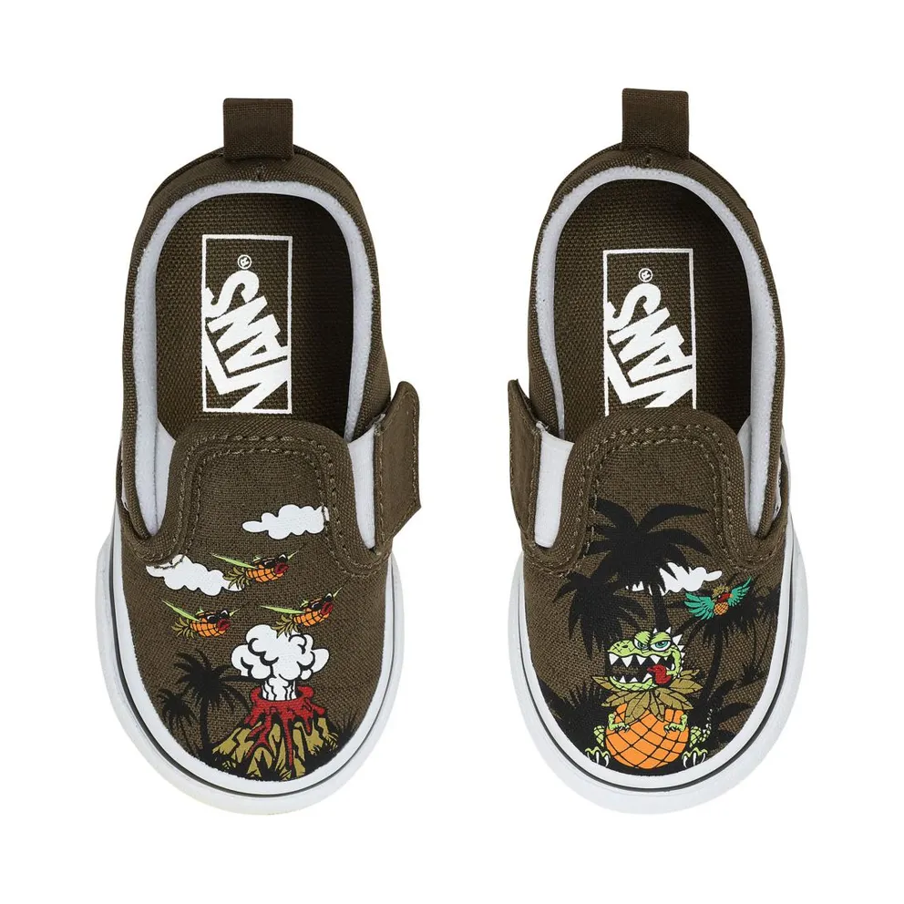 VANS Dineapple Floral Slip-on V Toddler Shoes (Green)