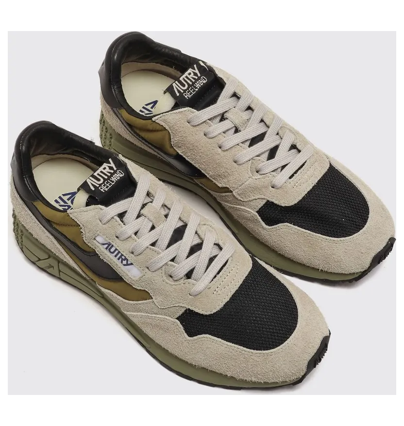 Autry Reelwind Sneakers in Leather and Nylon with Worn Effect Sand (WWLMBY05)