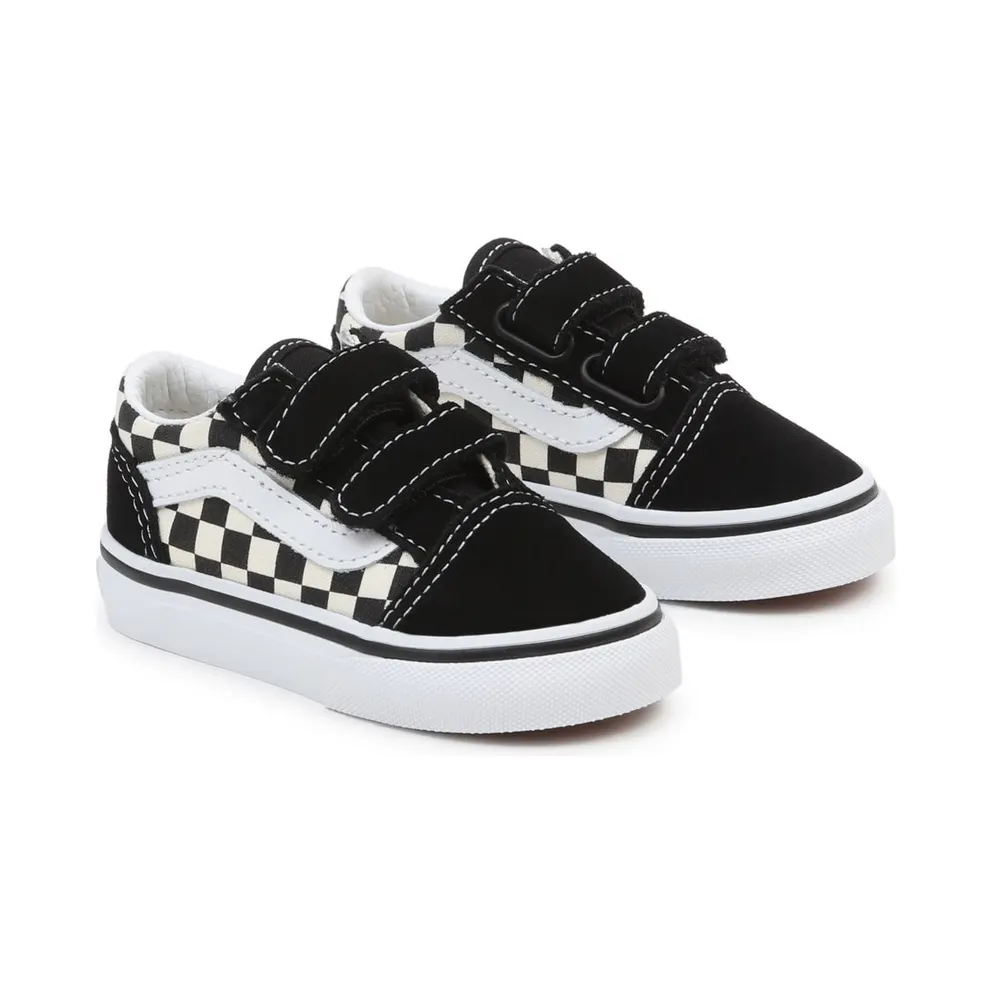 VANS Primary Check Old Skool Velcro Toddler Shoes Black (VN0A38JNP0S)