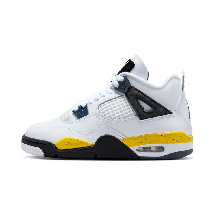Air Jordan 4 Retro GS “White / Dark Blue Grey / Black / Tour Yellow” (408452-102)