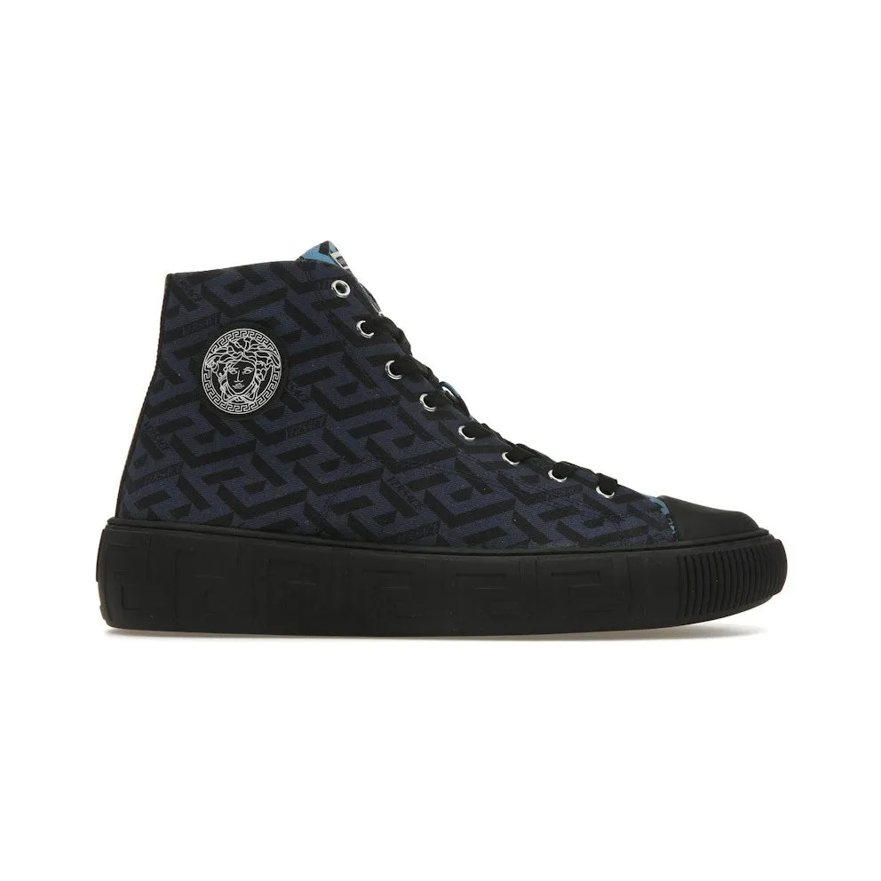 Versace Greca High Top Greek Print Dark Blue Black (DSU8403-1A02719_5U32P)