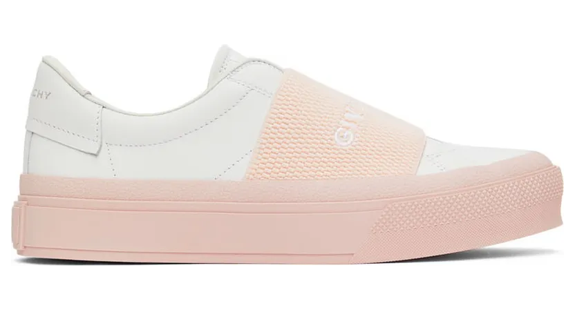 Givenchy White & Pink City Court Slip-On Sneakers (BE0029E1BE149)