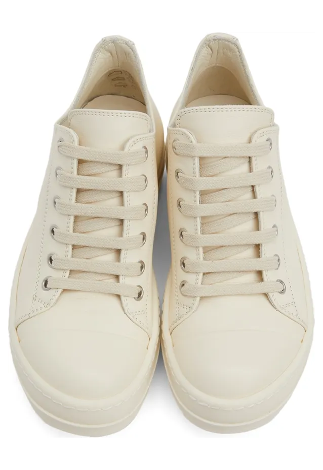 Rick Owens Off-White Grained Leather Low-Top Sneakers (RP02A7891 LPO) (5)