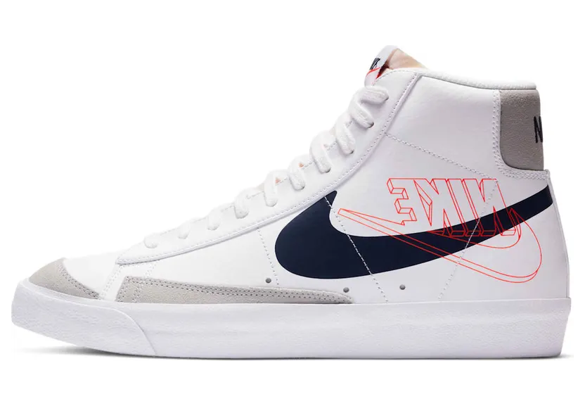 Nike Blazer Mid ’77 Vintage ‘Reverse Logo’ “White / Sail / Summit White / Midnight Navy” (DA4651-100)