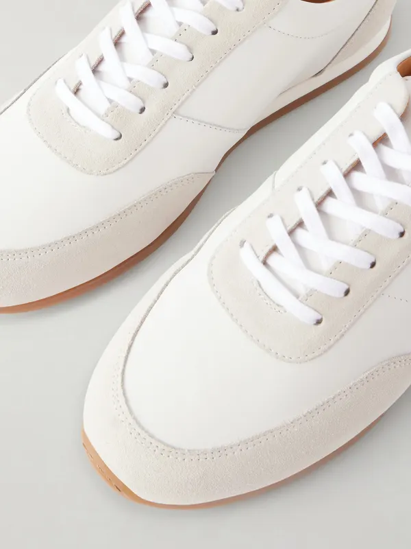 Mr P. Suede-Trimmed Leather Ms100001 / White Ma100001 (MPF261037)