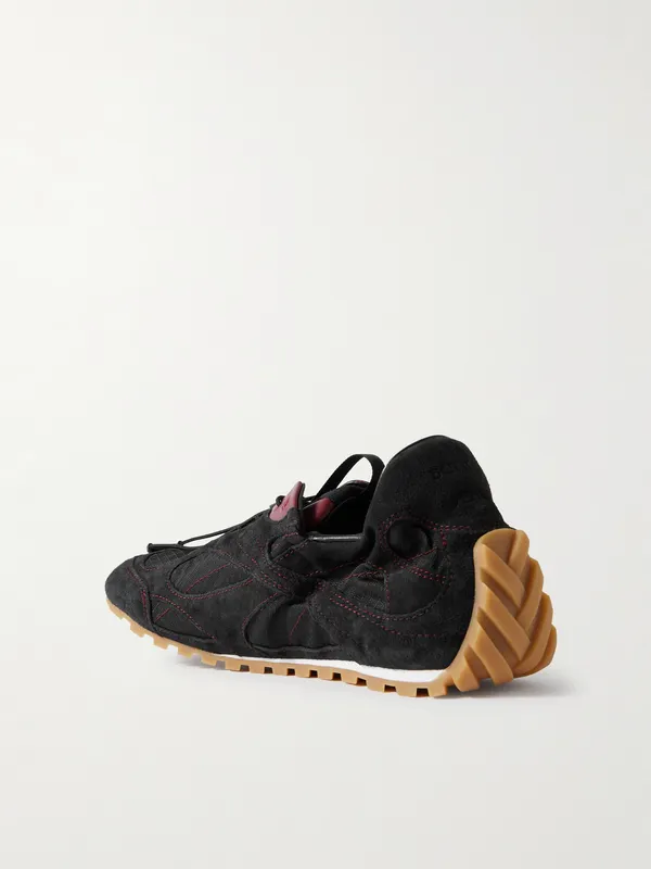 Bottega Veneta Orbit Flash Ripstop-Trimmed Suede Sneakers Black (855200V65D1) (4)
