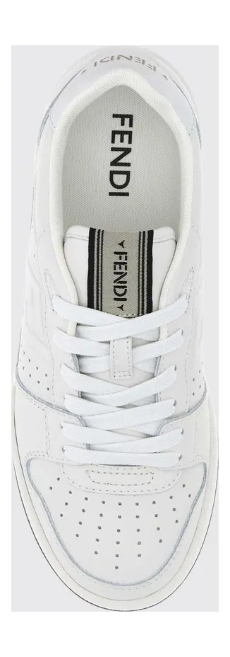 Fendi Match Calfskin Leather Sneakers with Tone-on-Tone FF Monogram White (8E9084B17VF1XJV) (2)