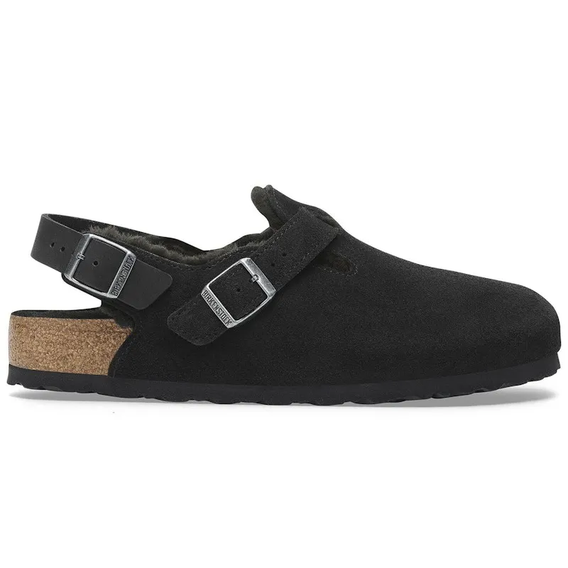 Birkenstock Tokio Shearling Suede Leather Black (1028358)
