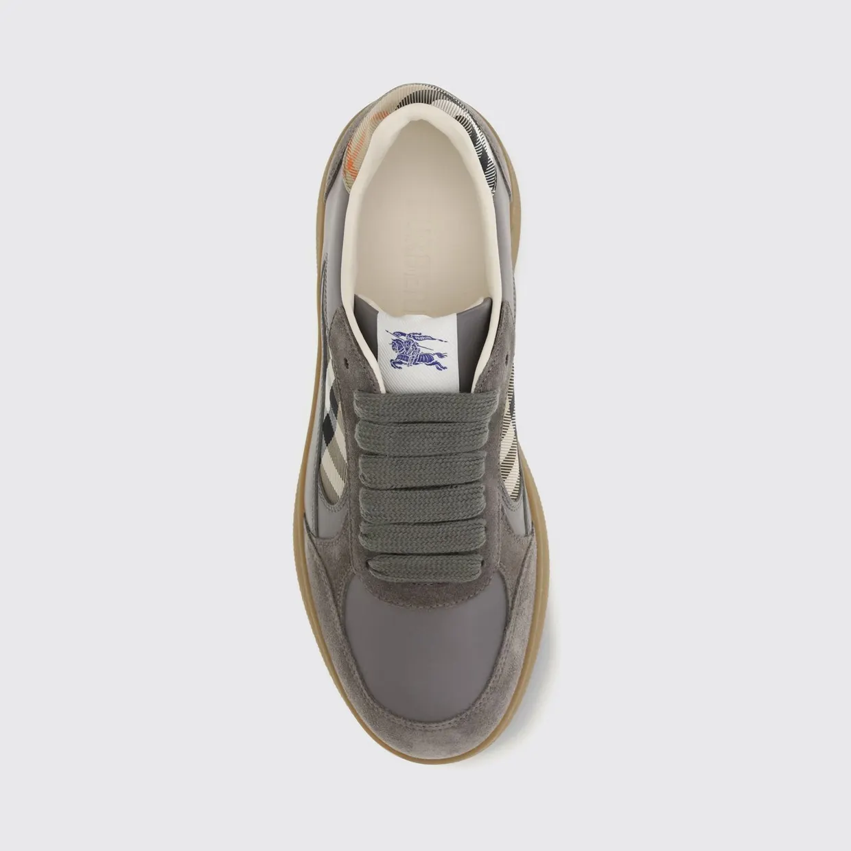 BURBERRY Terrace Leather and Suede Sneakers with Vintage Check Motif Sand (8127509) (3)
