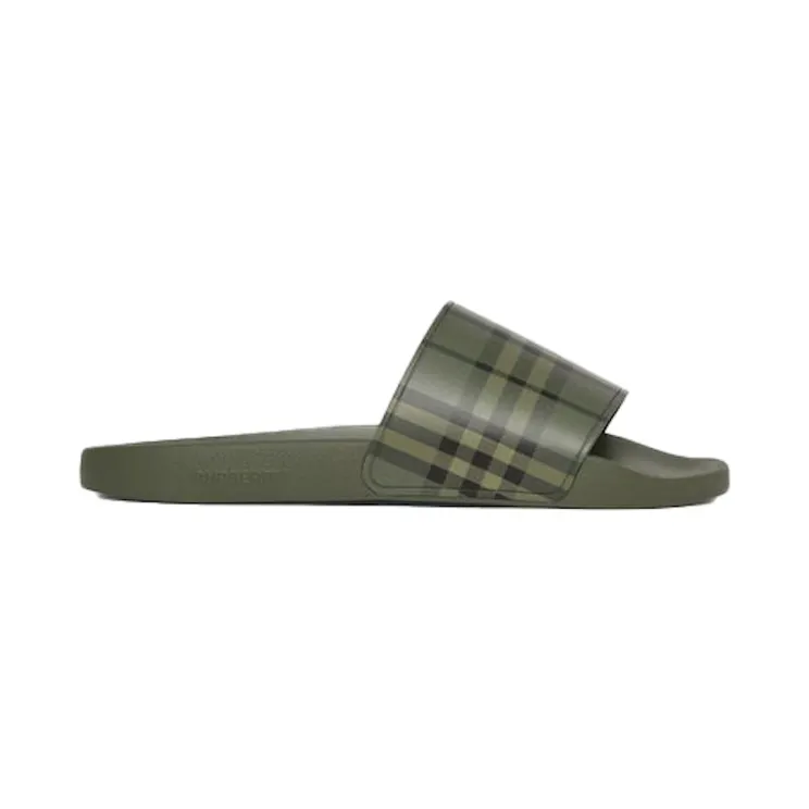 Burberry Embossed Logo Slides Military Green (80427111)