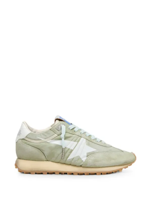 Golden Goose Marathon Sneakers aus salbeigrünem Nylon mit weißem Stern (GWF00683F008446)