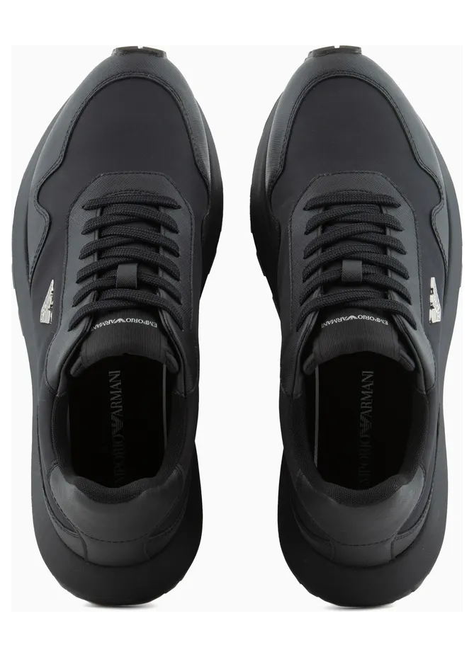 Armani Recycled Nylon Sneakers With Regenerated Saffiano Details (EM003738-AF19532-MC005) (3)
