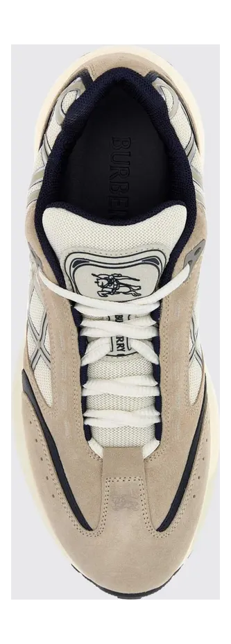 BURBERRY Eclipse Suede and Mesh Sneakers with Check Inserts Beige (8127674) (2)