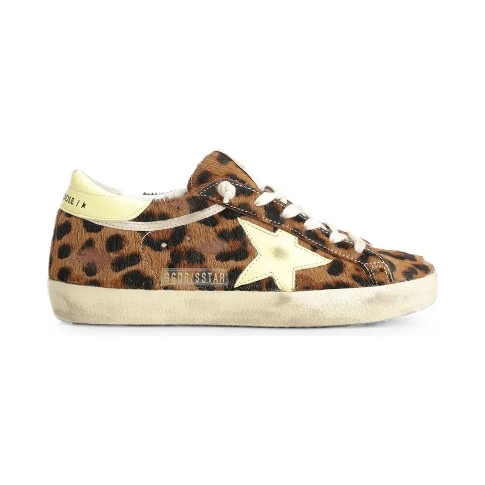 Golden Goose Super-Star Beige Brown Leopard Pale Yellow