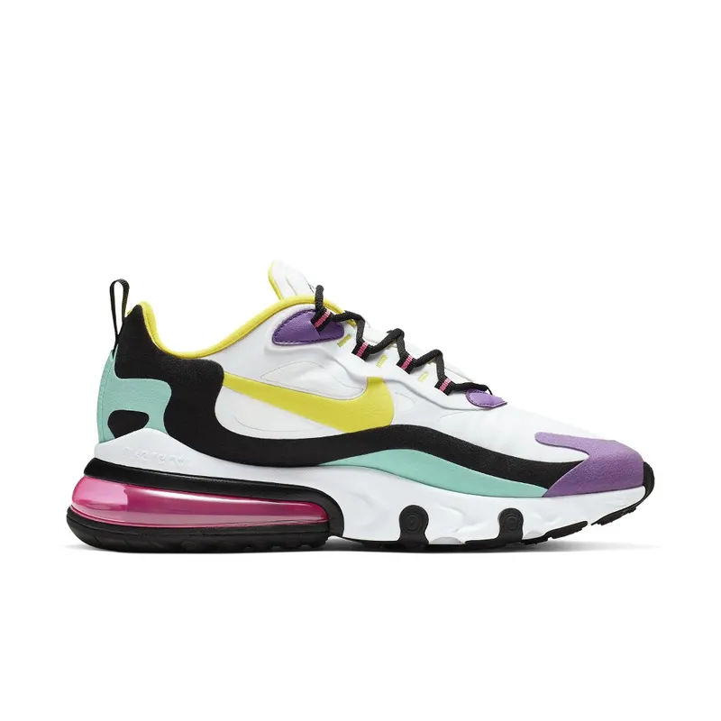 Nike Air Max 270 React Geometric Art White/Black-Bright Violet-Dynamic Yellow (AO4971-101)